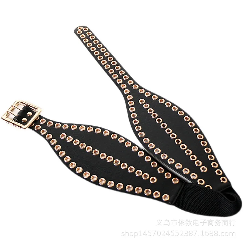 

Punk wind waist wide sealing female with dress shirt elastic stretch to decorate a belted waist summertime joker black belt