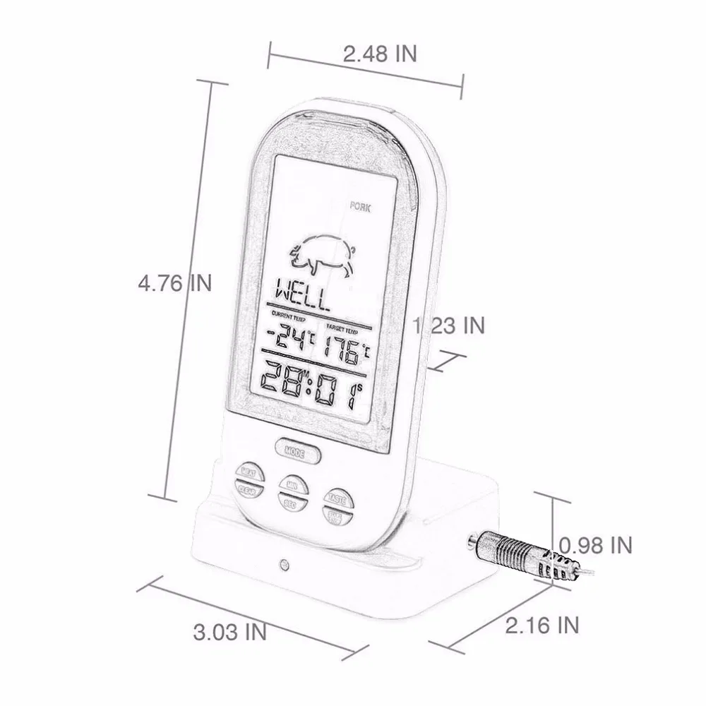 

2017 Black Wireless Digital LCD Display BBQ Thermometer Kitchen Barbecue Digital Probe Meat Thermometer BBQ Temperature Tool
