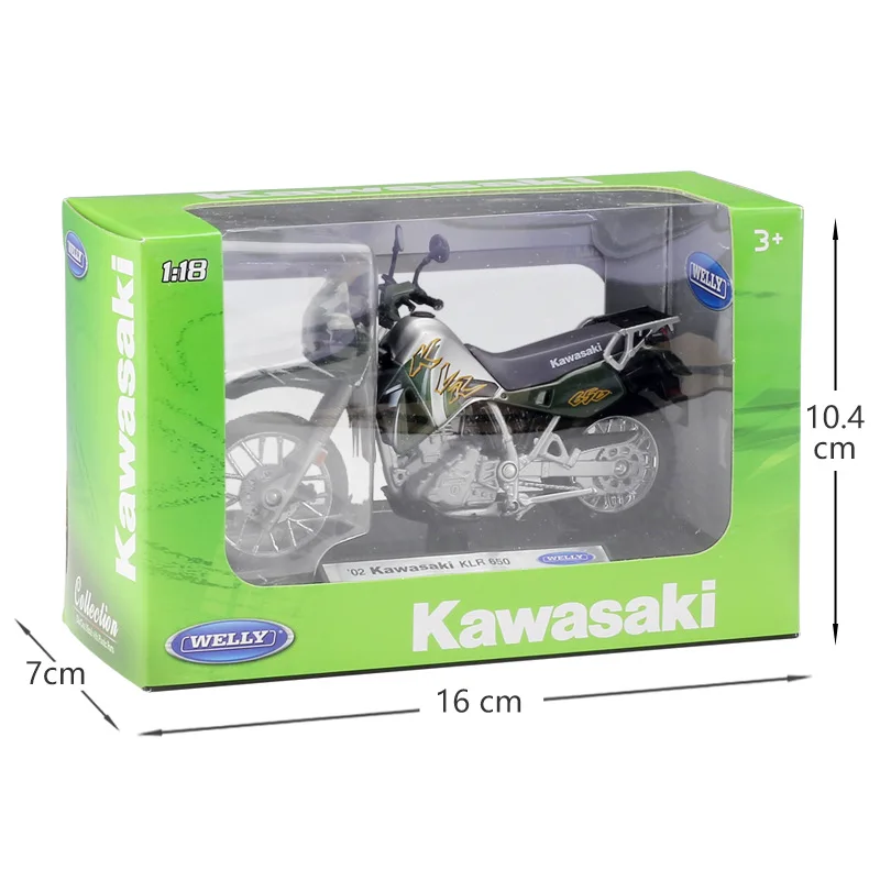 Модель мотоцикла WELLY 1:18 Kawasaki KLR 650 из сплава под давлением игрушка для детей