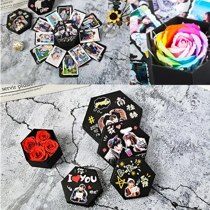 Шестиугольник сюрприз взрыв коробка творческий DIY ручной работы скрапбук