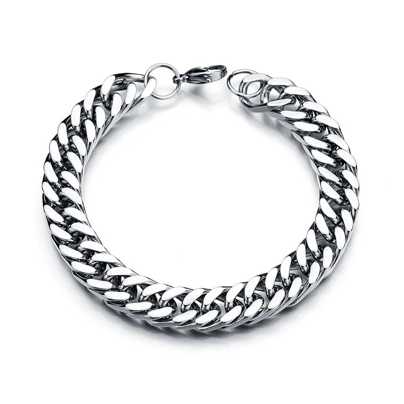 Модный браслет цепочка из нержавеющей стали в Кубинском стиле серебряного цвета