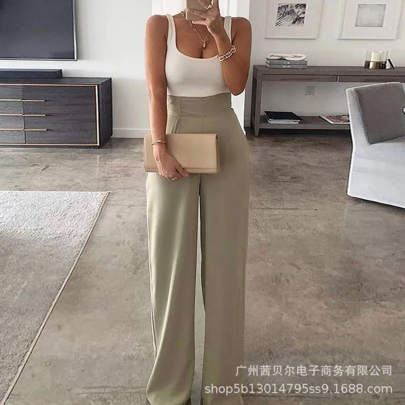 

Nowsaa Elegant Jumpsuit Women Overalls Loose Vintage Wide Leg Pants Autumn Summer Pocket High Waist Jumpsuits Female Rompers
