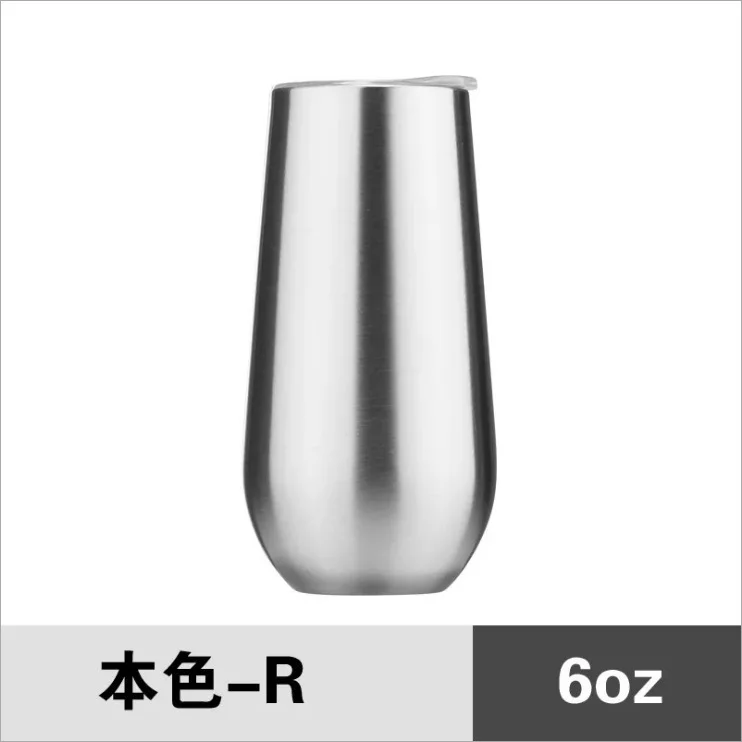6ozChristmas с крышками Swig винный бокал для шампанского пива термос Stemless флейта из нержавеющей СВИГ стакан вакуумная фляга-термос с изоляцией - Цвет: Коричневый