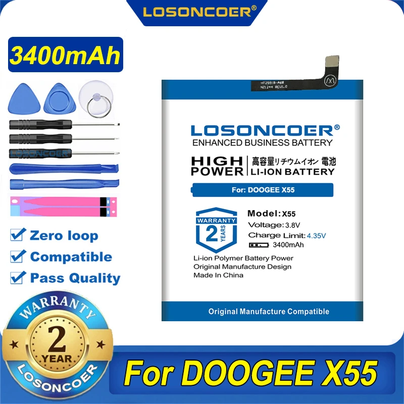 100% Оригинальный LOSONCOER 3400 мАч MTK6580 аккумулятор для смартфона DOOGEE X55|Аккумуляторы