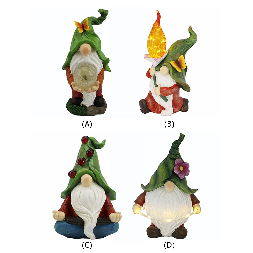 

Resin Dwarf Elf Statue Solar Power Courtyard Gnome Sculpture Decoration Lantern Garden Figurine Dwarf Craft for Outdoor