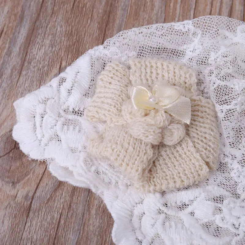 

Newborn Photography Props Soft Lace Hat Baby Boy Girls Costume Handmade Knit Romper Outfit Set Baby Photo Props Accessories