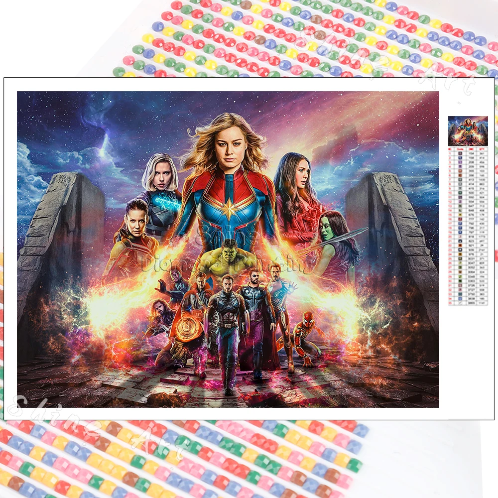 

Картина из страз 5D «мстители», Постер из фильма «Капитан Marvel», хобби, искусство, мозаика «сделай сам», полноразмерная, круглая, сверло, домаш...