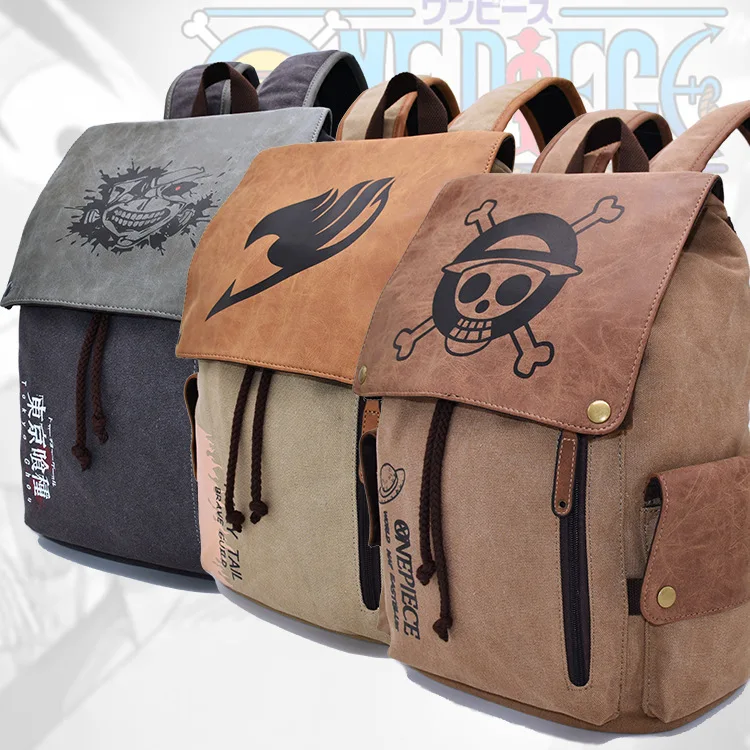 

Anime One Piece/Tokyo Ghoul/Attack on Titan/Fairy Tail/ Cartoon Backpack School Bag Rucksack Laptop Shoulders Bags Satchel Gifts