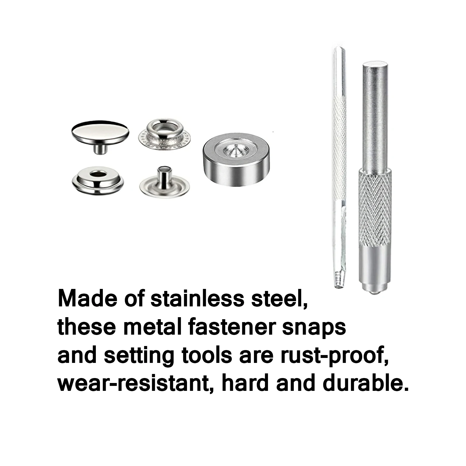 25 Sets Fastener Snaps ( 4 components 25pcs for each) with 3 Setting Tools 15mm/0.59in Stainless Steel Press Studs Fixing | Дом и сад