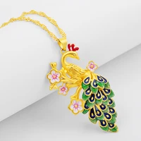 ethnic style necklace cloisonne retro peacock clavicle chain pendant chinese style fashion temperament jewelry gift women ladies