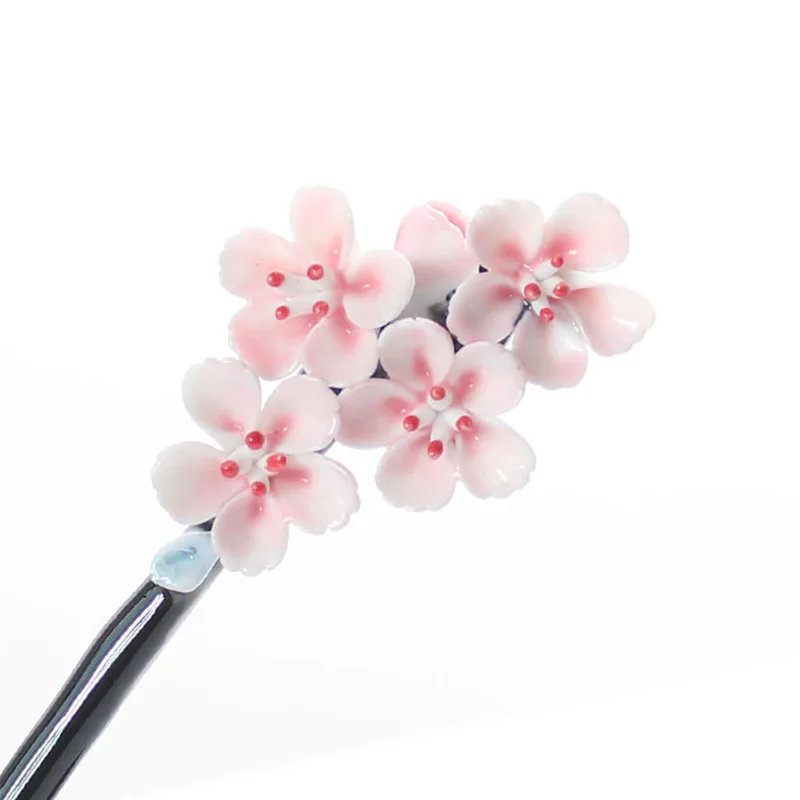 Chinese Vintage Ethnic Ceramics Jewelry Hand Pinch Flower Hair Sticks For Women Antique Bridal Headwear Accessories | Украшения и