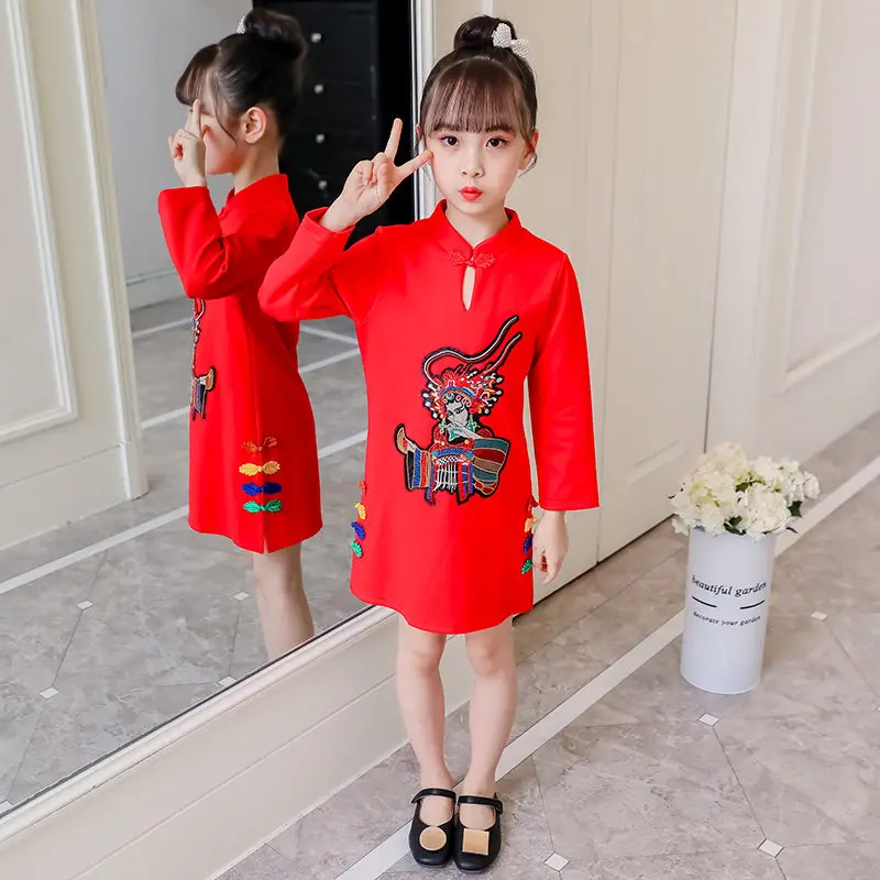 Традиционное китайское платье для девочек детское свадебное в старинном