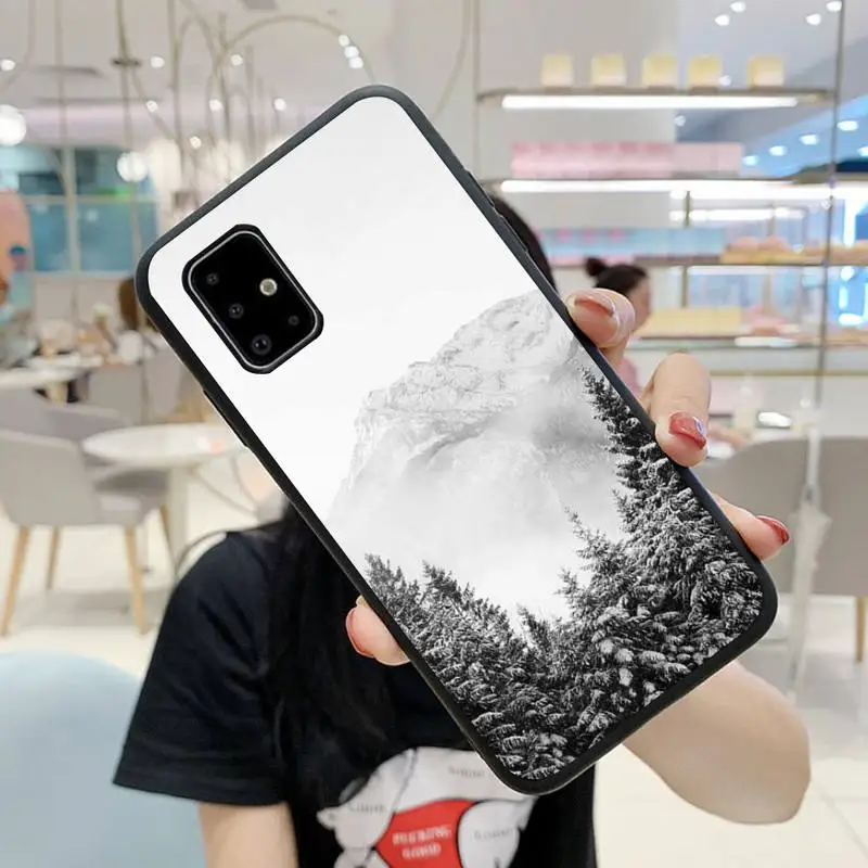 

White Pine Tree Forest Mountain Peak Mist Phone Case For Samsung A6 A7 A8 A10 A11 A20 A21 A30 A31 A40 A50 A70 A80 A91 Plus S E