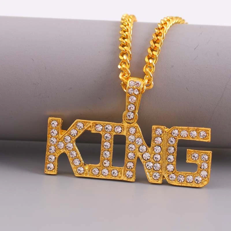 

European and American trend KING men's pendant necklace Fashionable personality hip-hop punk men's necklace Jewelry wholesale