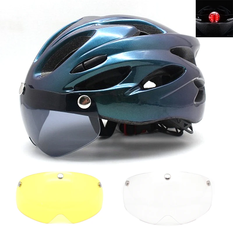 Съемный шлем для горного велосипеда с очками и задним фонарем в стиле интерралли