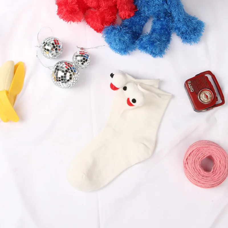 

1 pair of socks new 3d female stereo big eyes trend cotton Breathable personality cartoon funny female pile of socks