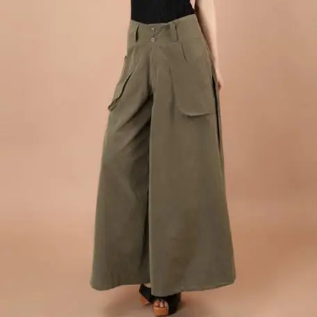 Deporte женские брюки 2019 Женские винтажные широкие эластичная высокая талия
