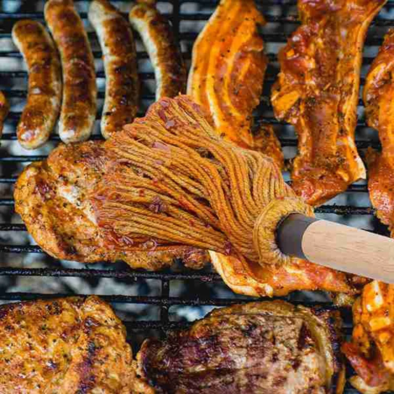 

Grill Mop Brush BBQ Grill Brush Wood Sauce Mop Brush Long Handle Barbeque Mopping Brush Basting Brush for Grilling Wings
