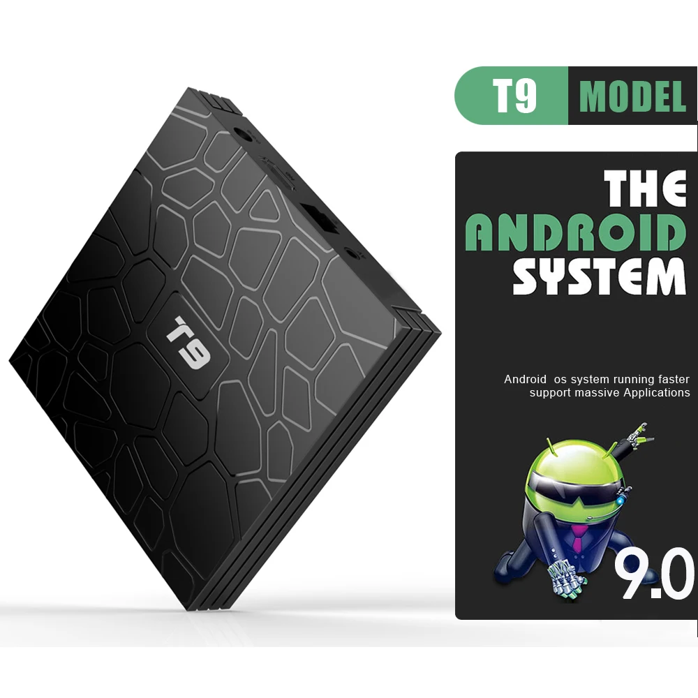 Приставка Смарт-ТВ T9 Android 9 0 4 ядра + 64 ГБ 2 4/ГГц Bluetooth | Электроника