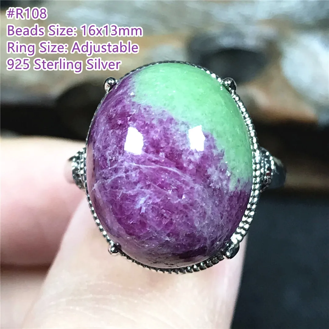 

Natural Ruby Zoisite Ring 925 Silver Sterling Jewelry For Women Lady Men Crystal 16x13mm Beads Gemstone Adjustable Ring AAAAA