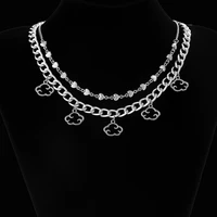 kunjoe 2021 new fashion hollow cloud chain necklace for women gothic heart clavicle chain choker necklace jewelry accessories