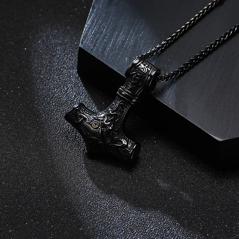 

Новый Mjolnir Молот Тора скандинавские языческие символы кулон ожерелье из нержавеющей стали двухсторонний дракон дизайн викингов ювелирные ...