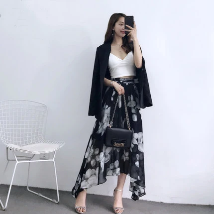 Женская юбка с цветочным принтом в стиле бохо асимметричная длинная летняя