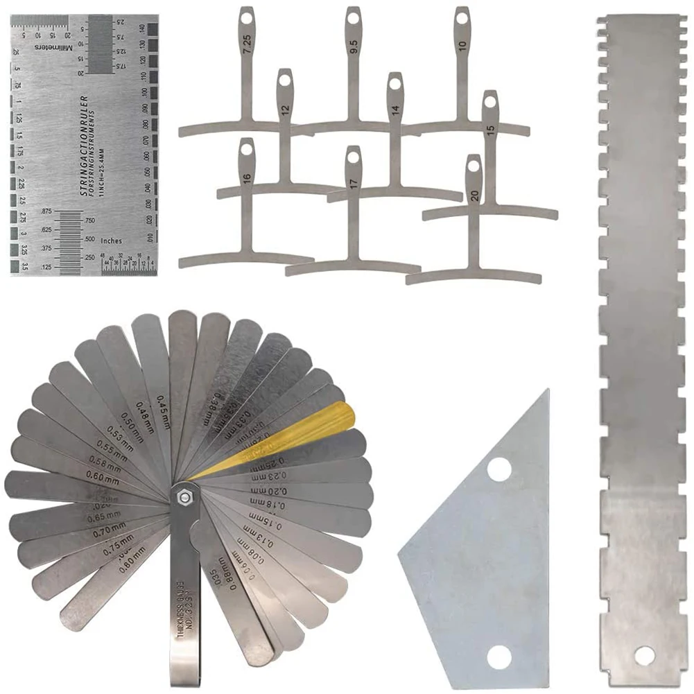 

Guitar Luthier Measuring Tools Set Guitar Neck Notched Straight Edge Fret Rocker String Height Gauge Understring Radius Gauge
