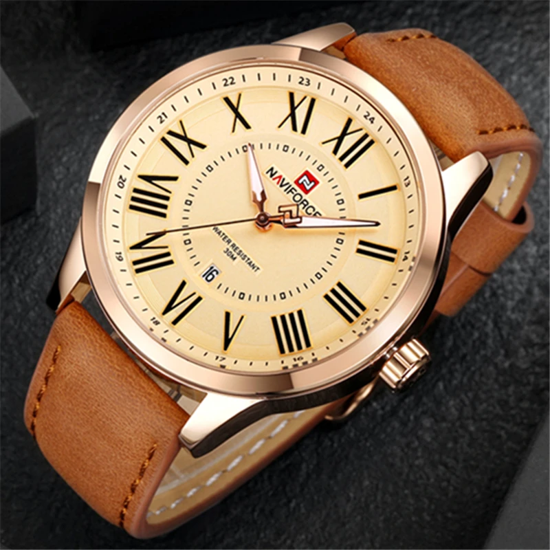 Часы наручные NAVIFORCE Мужские кварцевые брендовые водонепроницаемые аналоговые с