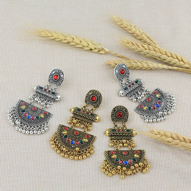 Серьги Болливуд кундан для женщин богемные оксидированные индийские украшения