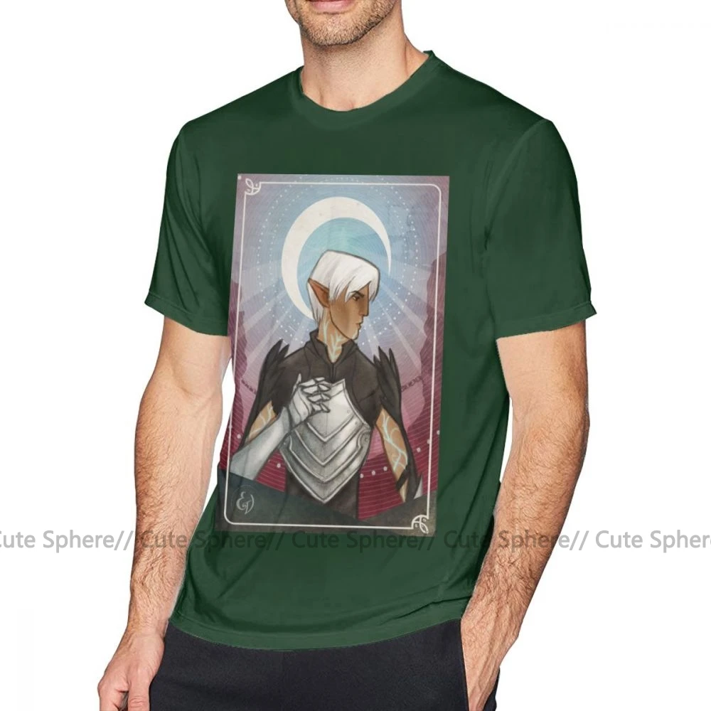 Dragon Age, футболка, Fenris The Moon, футболка, 100 хлопок, короткий рукав, футболка, пляжный рисунок, 4xl, Мужская забавная футболка - Цвет: Dark Green