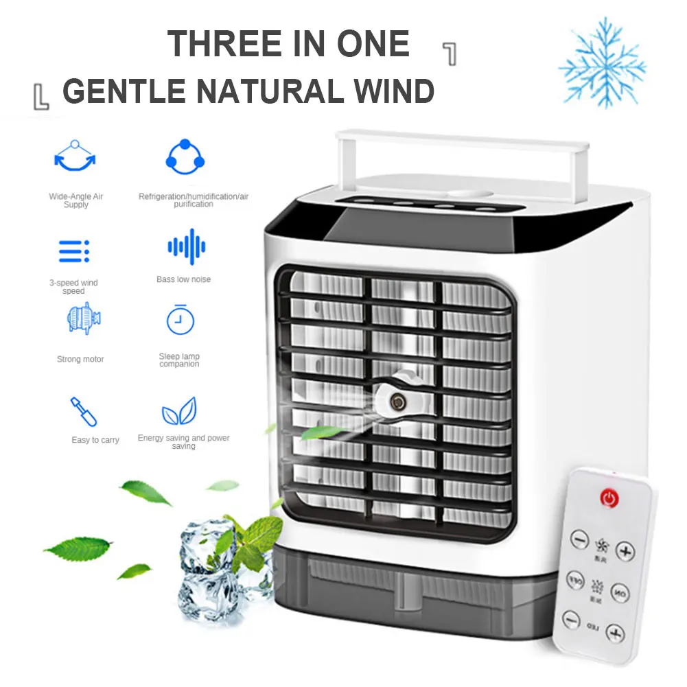 

3 in 1 Mini Air Conditioner Fan Portable Mini Air Conditioner Desktop Moisturizing Sprayer Three-speed Adjustable USB Fan