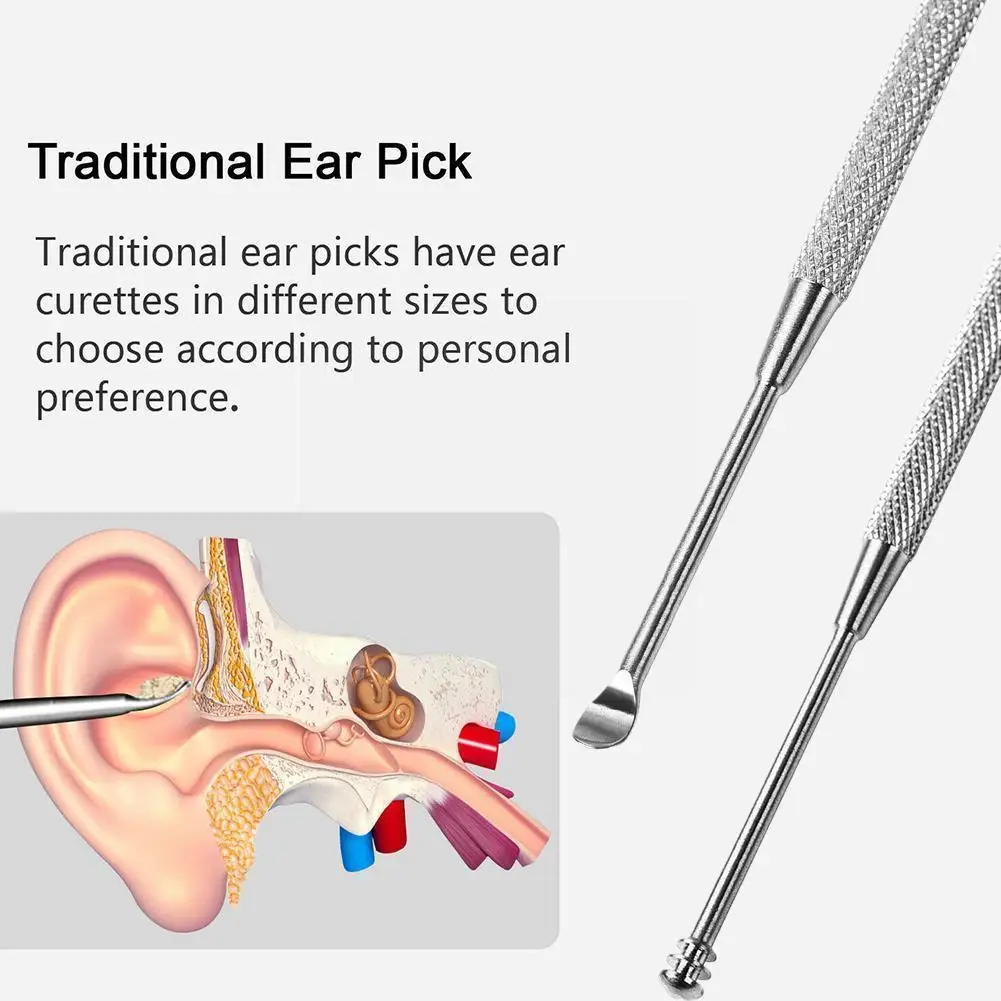 

Swab Ear Wax Removal Tool Remover Ear Cleaning Sstainless Scoop Digging Home Tool Earpick Earwax Double Ear Steel R9c7