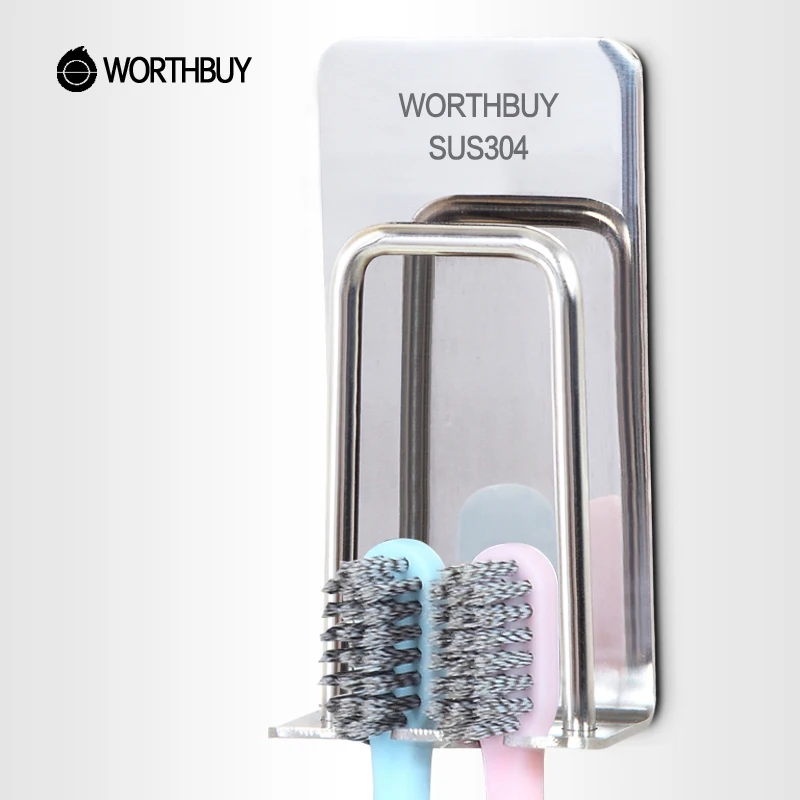 

VandHome Creative Toothbrush Holder 304 Stainless Steel Tooth Brush Holder Wall Suction Toothpaste Holder Bathroom Accessories