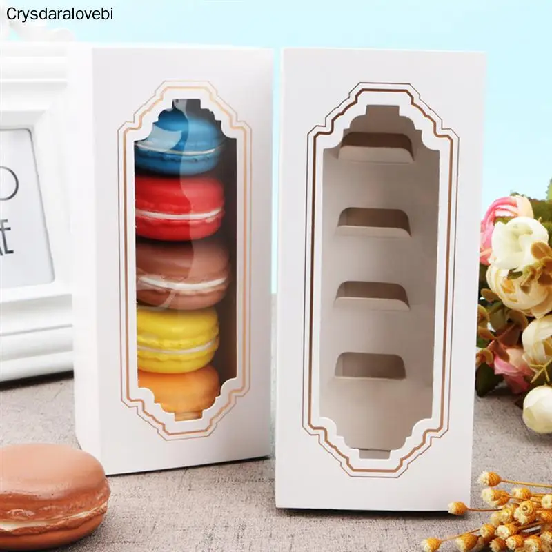 

30PCS Macaron Box for 5 Macaron Container Drawer Type Party Gift Wrap Storage Cake Cookie Macaron Packing Box with Clear Window
