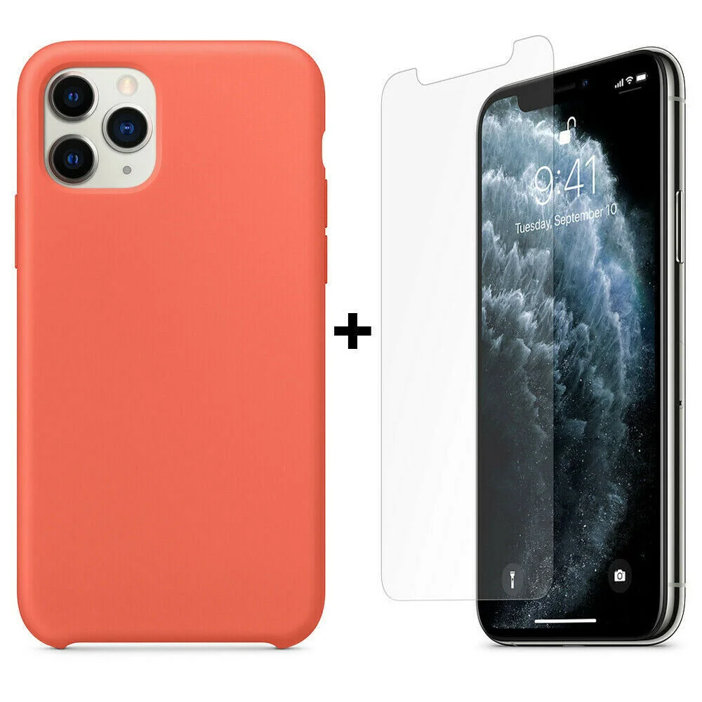 

Силиконовый чехол для iPhone 11 Pro Max XS Max XR 8/7/6 Etui Rigide + закаленное стекло Заводская Прямая продажа рекомендуется