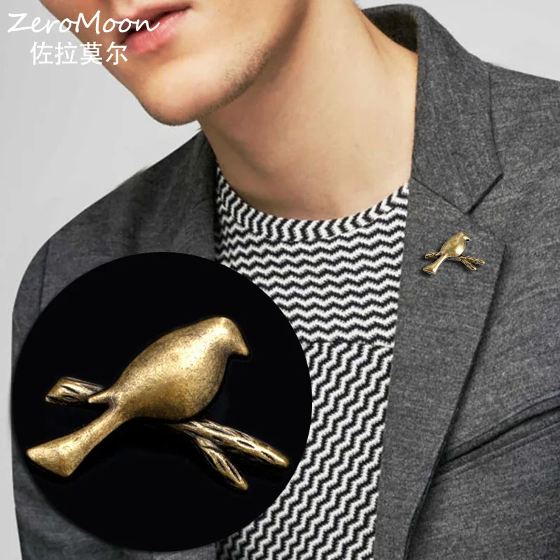 

Vintage Metal Bird Lapel Pin Animal Scarf Clip Man Suit Accessory Fashion Jewelry