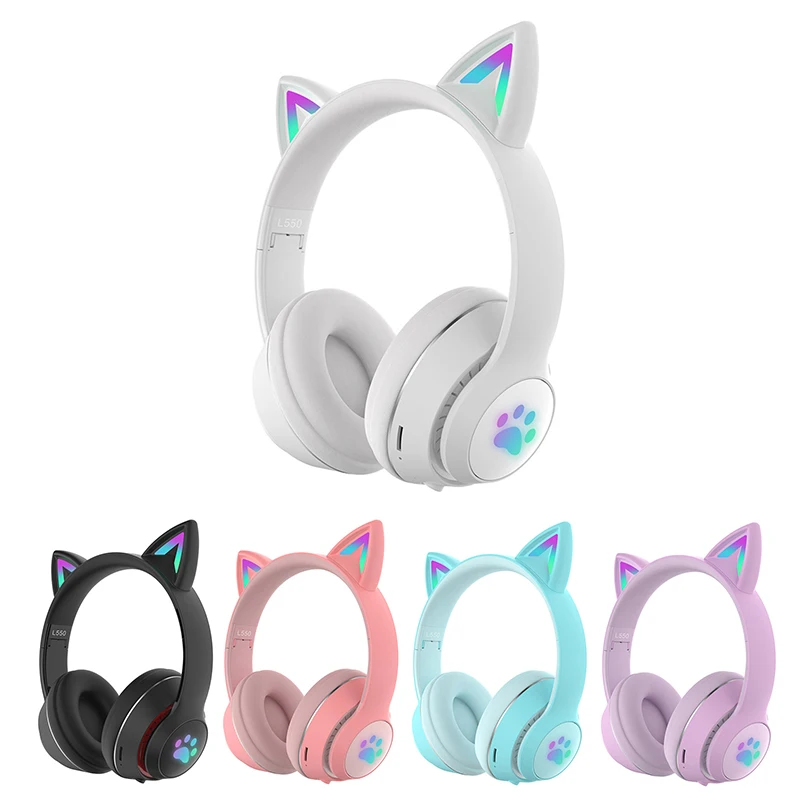 Bluetooth-наушники с мигасветодиодный кошачьими ушками и микрофоном 5.0 | Электроника