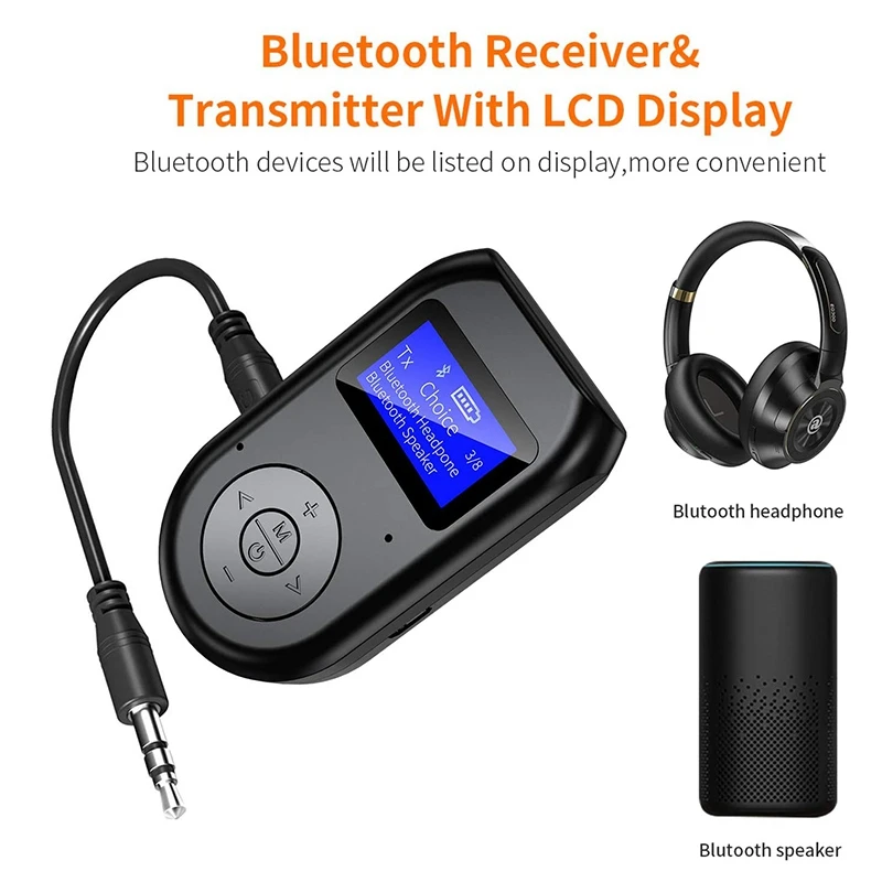 Bluetooth 5.0 Wireless Transmitter and Receiver with Display Sn Low Latency o Adapter for Pc TV | Электроника