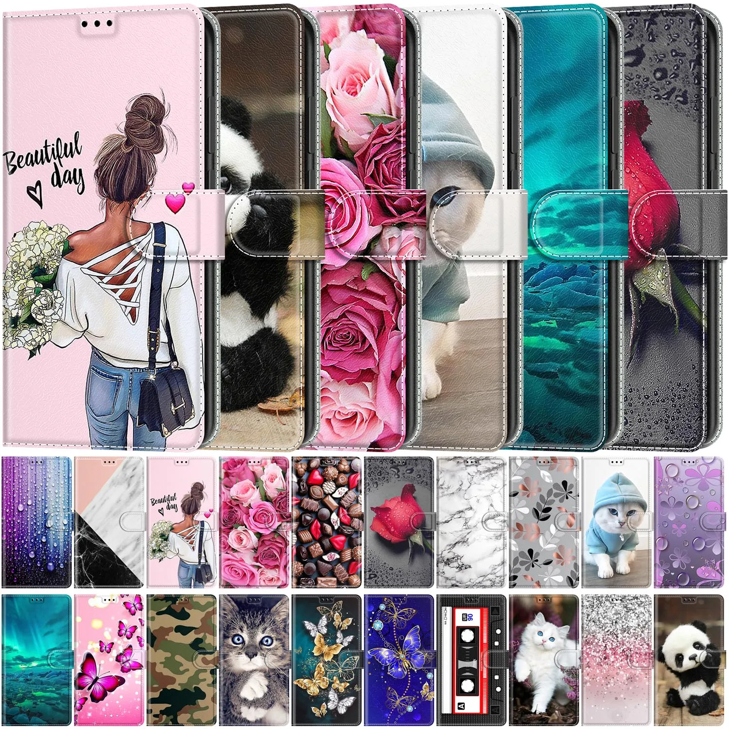 

Leather Flip Case For Huawei P8 Lite 2017 Capa Wallet Phone Case For Honor 8 Lite P9 Lite 2017 Fundas Book Cover Marble Pattern