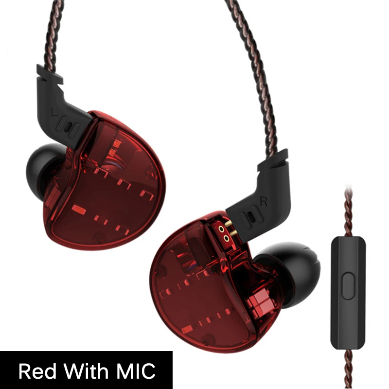 KZ ZS10 наушники 10 драйвер в наушниках 4BA+ 1DD динамические арматурные наушники HiFi бас гарнитура шумоподавление наушники гибридные - Цвет: Red With MIC