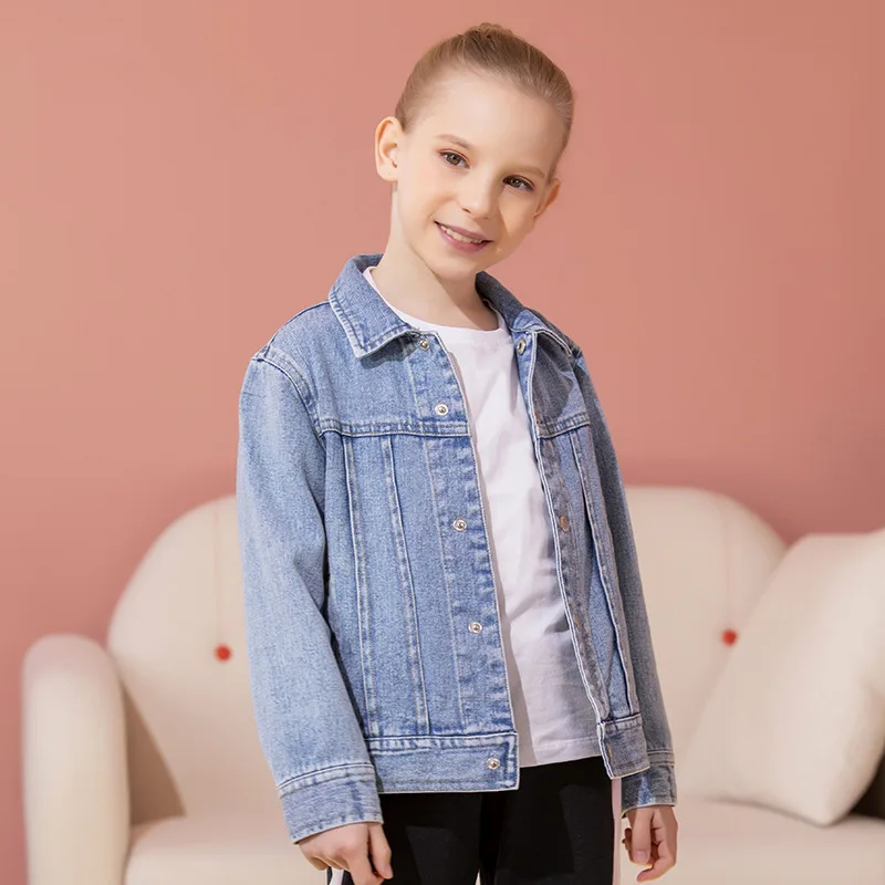 

Autumn Winter Kids Casual Denim Jackets Girls Coat Children Jeans Clothing Denim Outerwear Costume 2-10Y