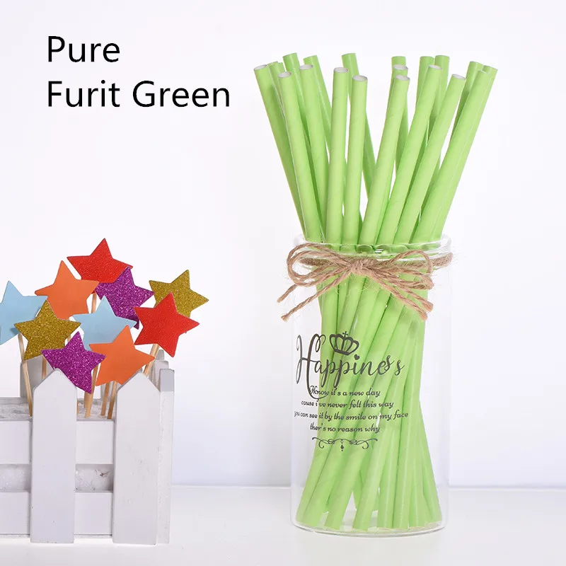 fruit green 25 шт. бумажные соломинки, Топпер для торта, для детей, для мальчиков, с днем рождения, для вечеринки, Декор, детский душ, свадебные принадлежности, одноразовая трубочка для питья - Цвет: fruit green