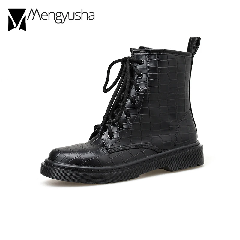 С узором крокодиловая кожа кожаные ботинки martin обувь женские брендовые туфли с