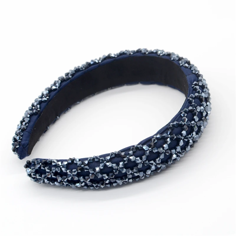 

For Women Crystal Pearl Wide Headband Solid Rhinestone Hairbands Hair Hoop Band Girl Bezel Fashion Ladies Headwear Accessories
