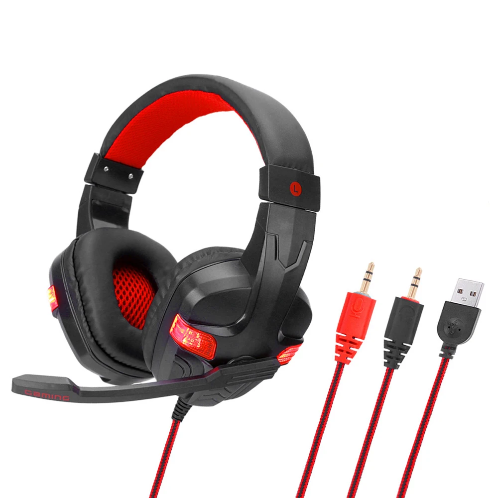 SY860MV 3 5 мм игровая гарнитура светильник наушники с кабелем регулятор громкости ПК