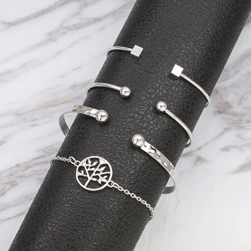 Sindlan 4 шт этническое пустое Дерево жизни бантик браслеты для женщин Серебряный