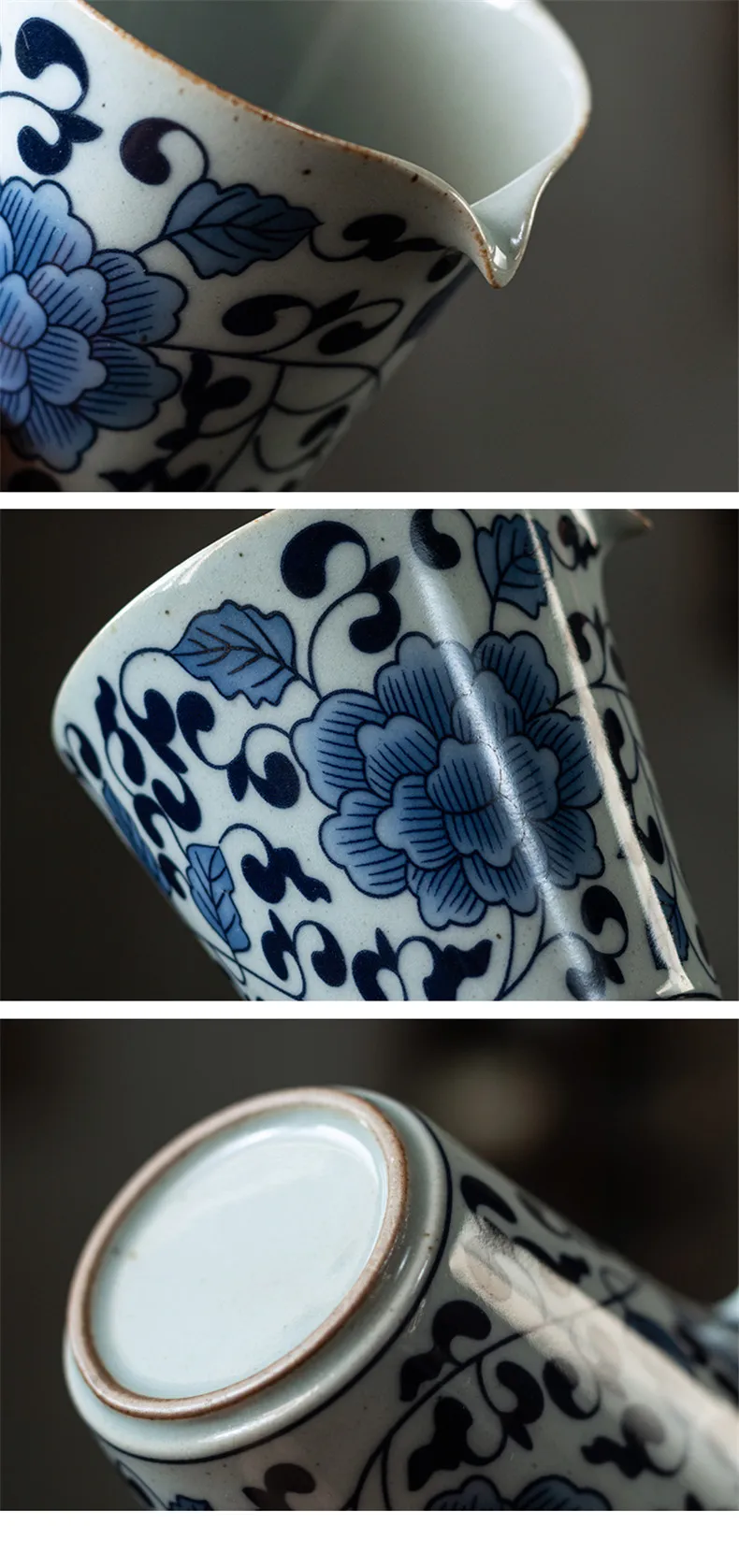 

Blue and White Porcelain Fair Cup , Retro Large Ceramic Tea Sea ,Kung Fu Tea Set , Zen Lotus Gongdaobei Chahai Teaware,200ml