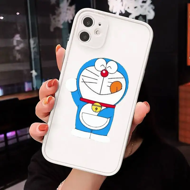 

Japanese anime Doraemon cute Phone Cases Matte Transparent for iPhone 7 8 11 12 s mini pro X XS XR MAX Plus cover funda