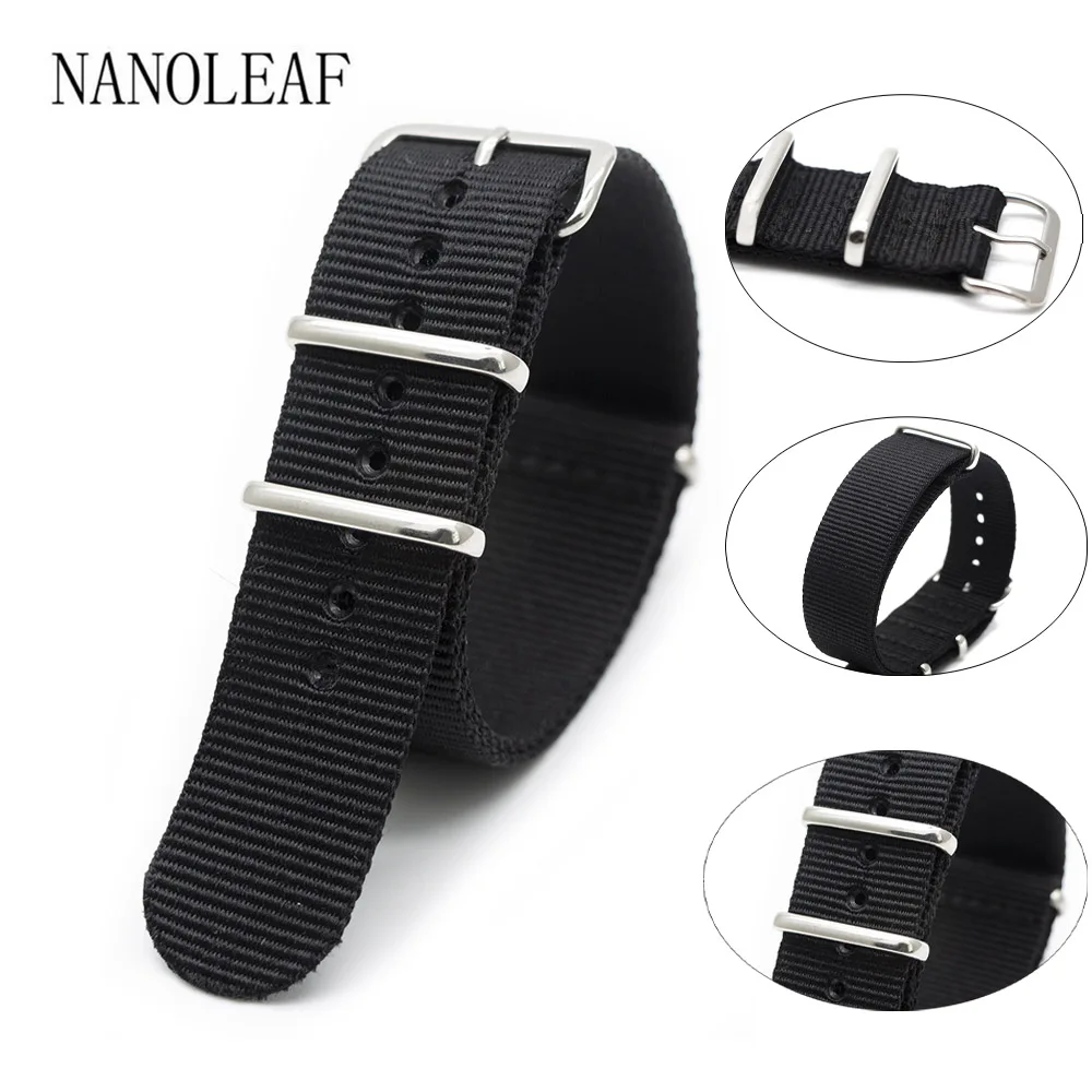 

18 мм/20 мм/22 мм/24 мм черный ремешок для наручных часов ремни Для мужчин Тканое волокно нейлоновые ремешки для часов быстрая замена часы брасле...